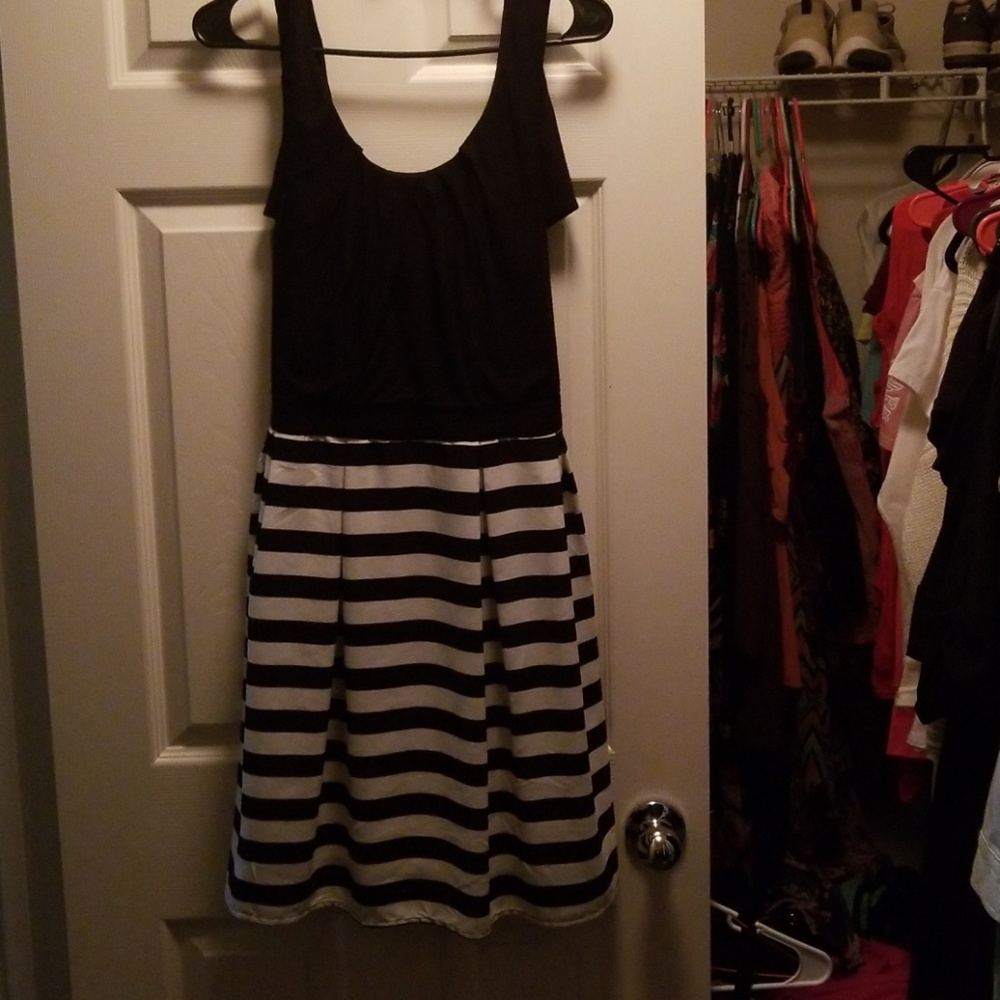 Black & white strip party dress